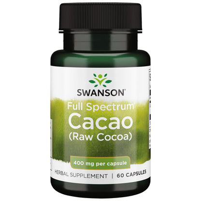 Swanson Suplemento de Cacao de espectro completo (Cacao natural), 400 mg por cápsula, 60 cápsulas