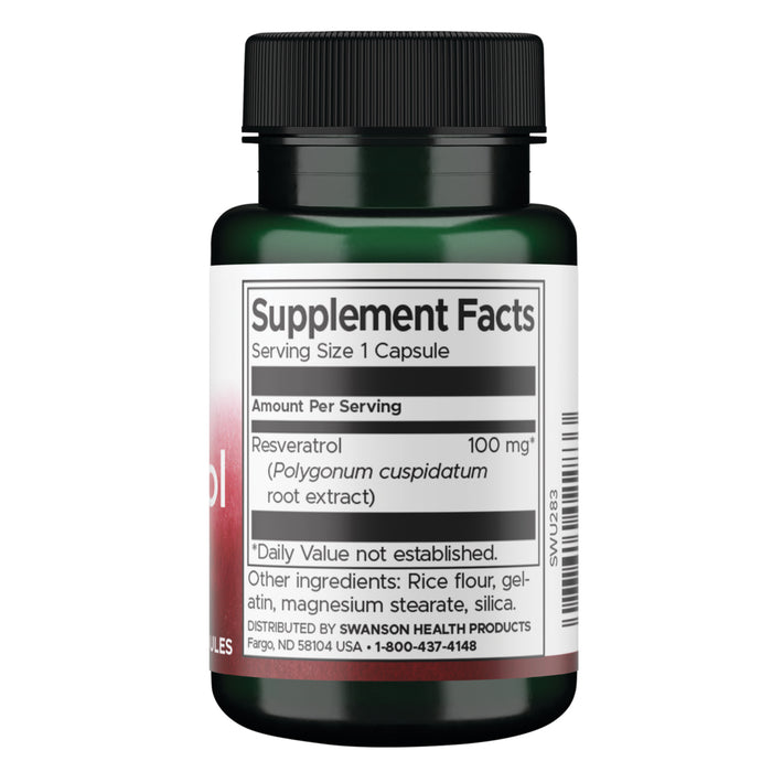Swanson Suplemento de Resveratrol 100mg, 30 cápsulas