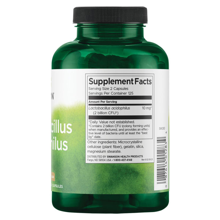 Swanson Lactobacillus Acidophilus, 250 cápsulas para 4 meses
