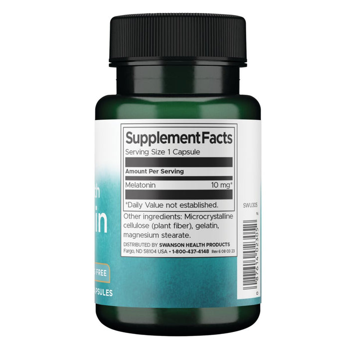 Swanson Suplemento Melatonina de Triple Potencia 10 mg, 60 Cápsulas