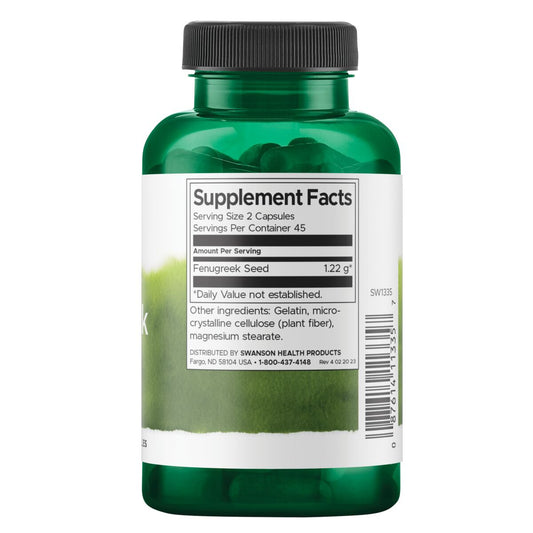 Swanson Suplemento Semilla de fenogreco de espectro completo, 610 mg por cápsula, 90 cápsulas