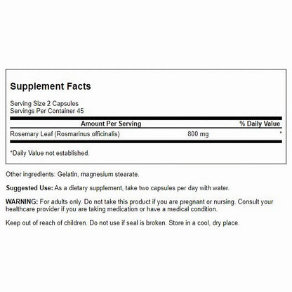 Swanson Suplemento De Romero, 400 mg por cápsula, 90 Cápsulas