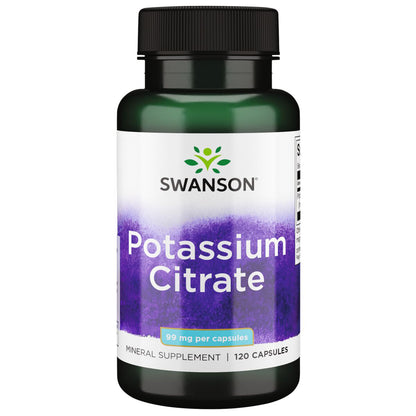 Swanson Suplemento Citrato De Potasio, 99 mg por cápsula, 120 cápsulas para 4 meses
