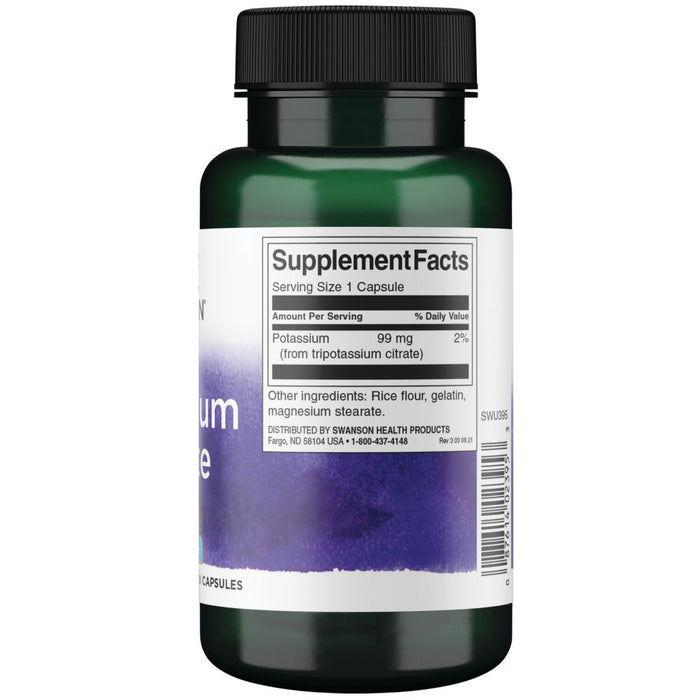 Swanson Suplemento Citrato De Potasio 99 mg, 120 cápsulas