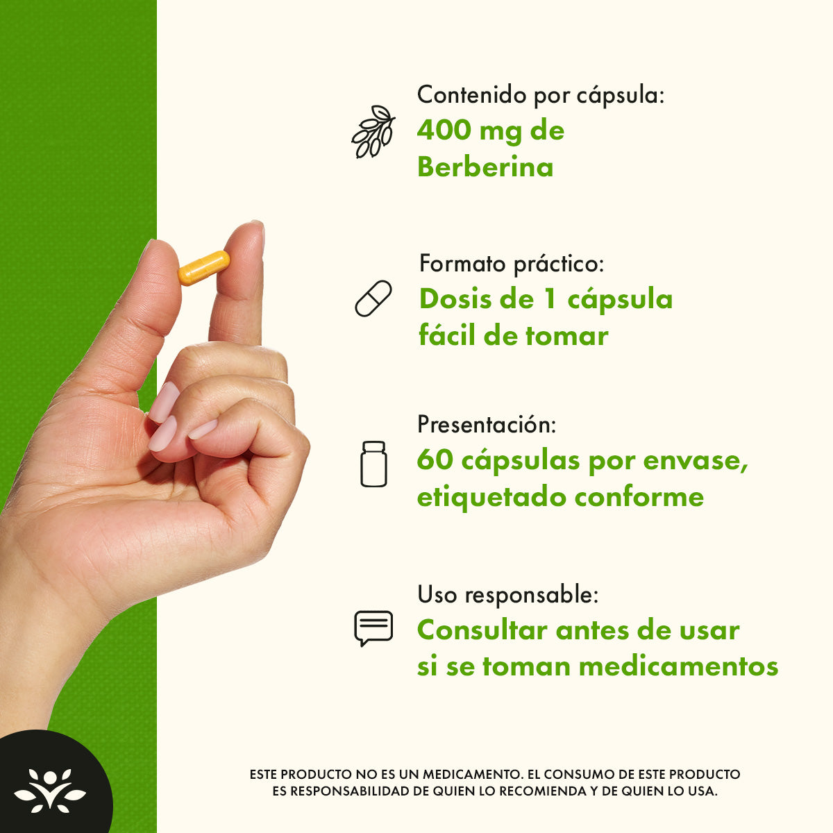 Swanson Suplemento de Berberina 400 mg, 60 Cápsulas