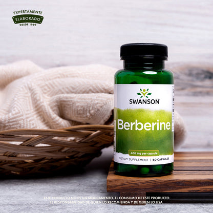 Swanson Suplemento de Berberina 400 mg, 60 Cápsulas