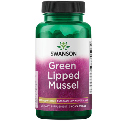 Swanson Suplemento Mejillón de labio verde de Nueva Zelanda, liofilizado, 500 mg por cápsula, 60 cápsulas para 2 meses