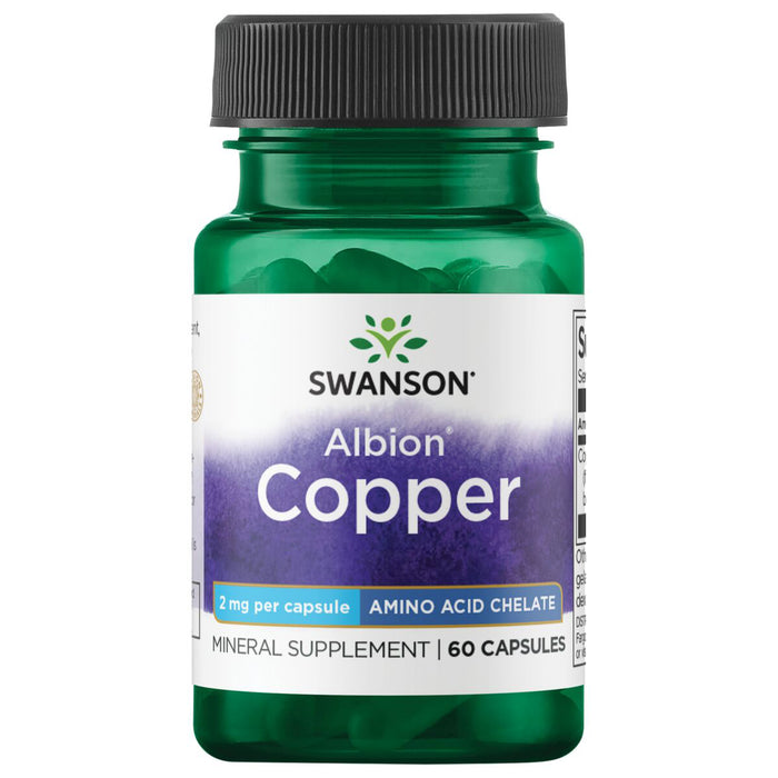Swanson Suplemento de Albión de cobre 2 mg, 60 cápsulas