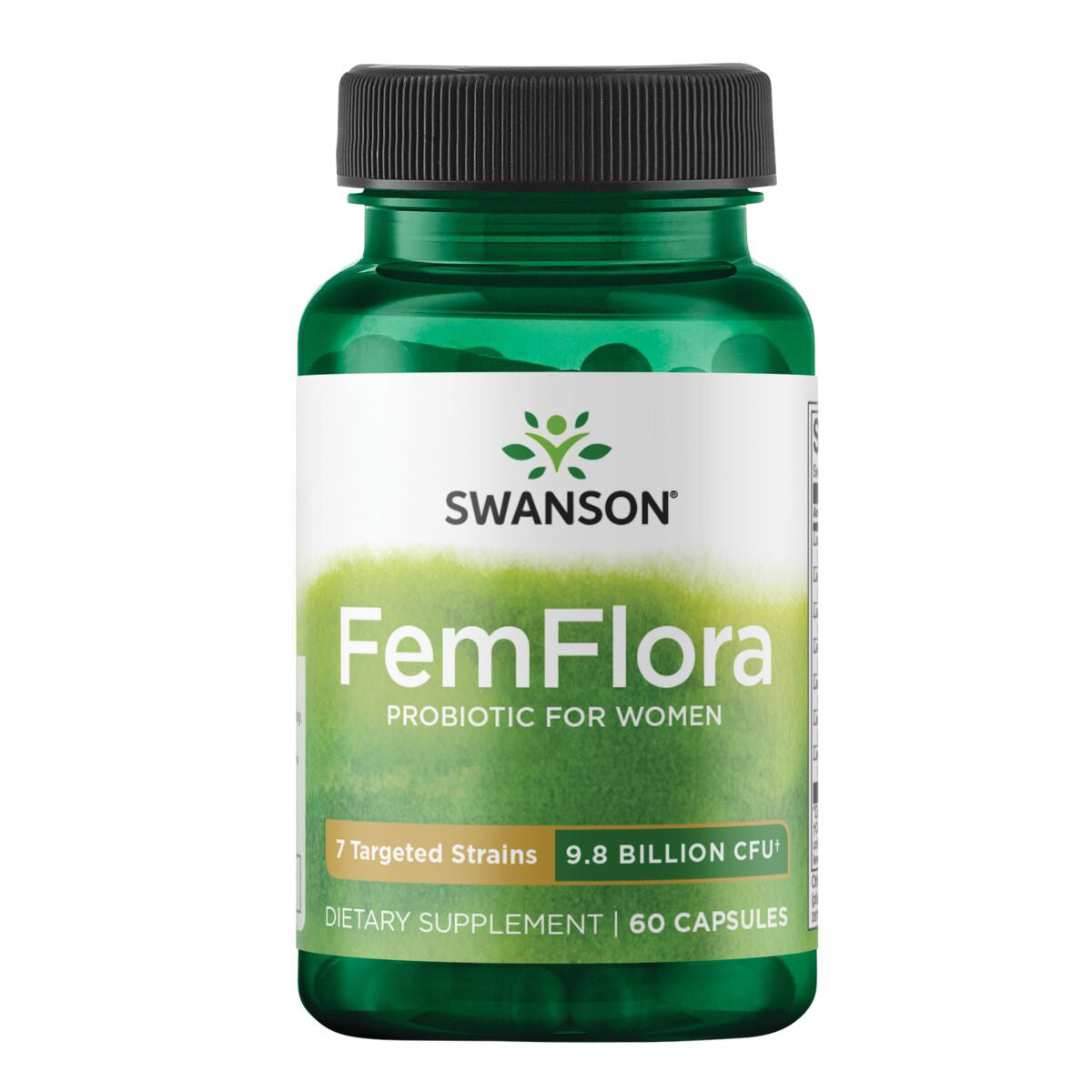 Swanson Probiótico FemFlora para mujer 9.8 billones CFU, 60 cápsulas para 2 meses