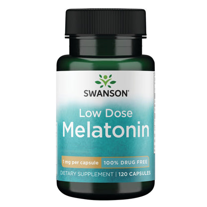 Swanson Suplemento de Melatonina, 1mg por cápsula, 120 cápsulas para 4 meses