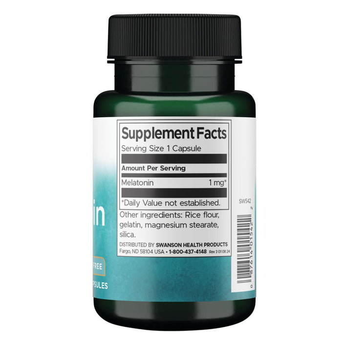 Swanson Suplemento de Melatonina 1mg, 120 cápsulas