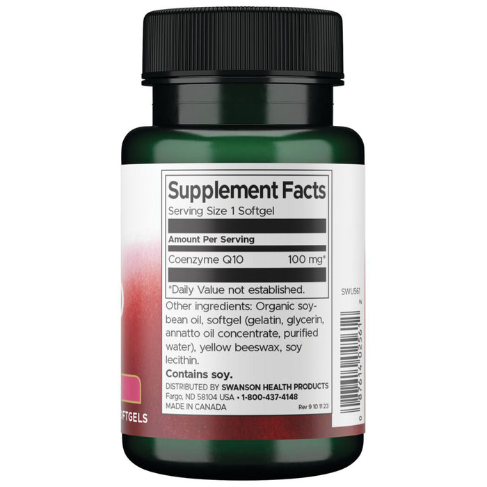 Swanson Suplemento de CoQ10 100 mg, 100 cápsulas
