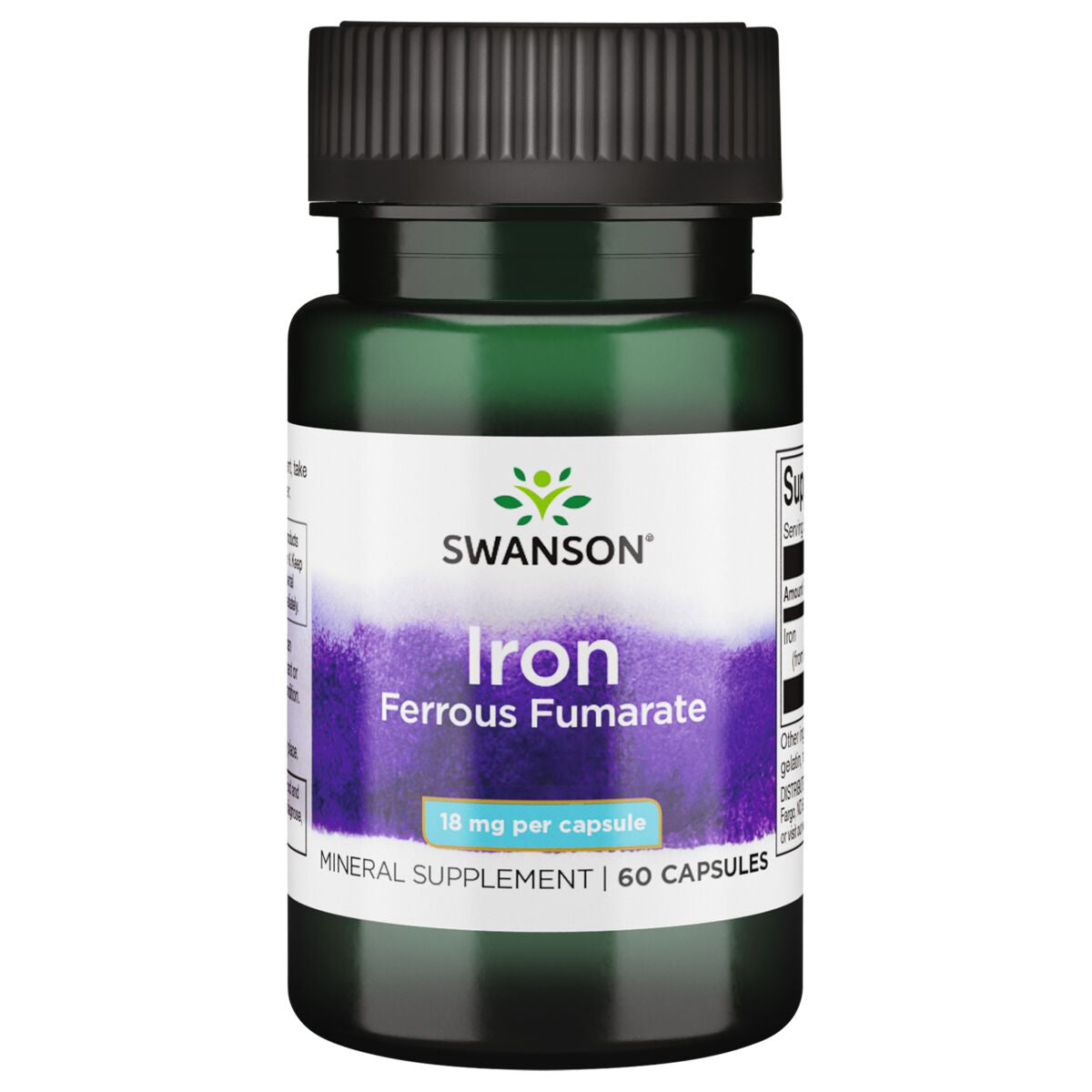Swanson Suplemento de Hierro (fumarato ferroso), 18 Mg por cápsula, 60 cápsulas para 2 meses