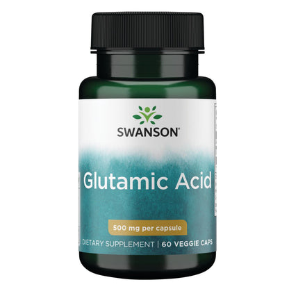 Swanson Suplemento de Ácido glutámico, 500 mg por cápsula, 60 cápsulas para 2 meses