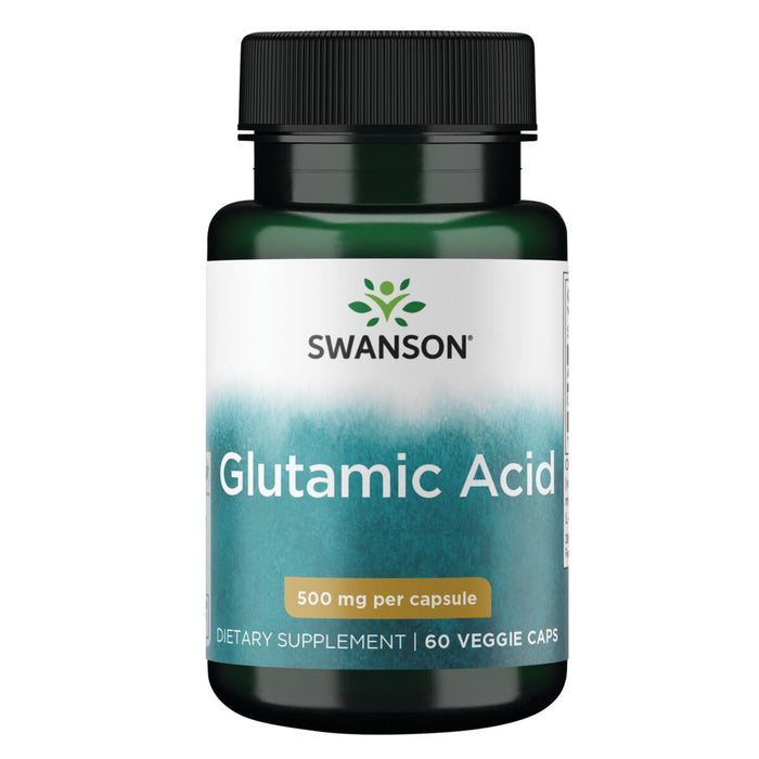 Swanson Suplemento de Ácido glutámico 500 mg, 60 cápsulas