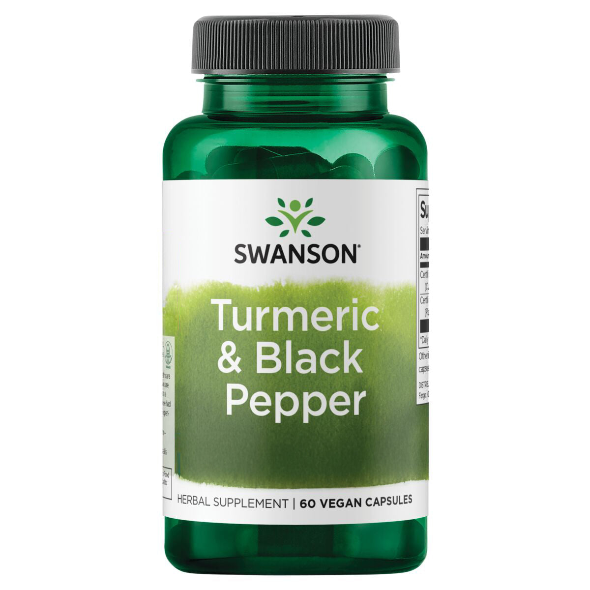 Swanson Suplemento de Cúrcuma Y Pimienta Negra, 60 cápsulas para 2 meses