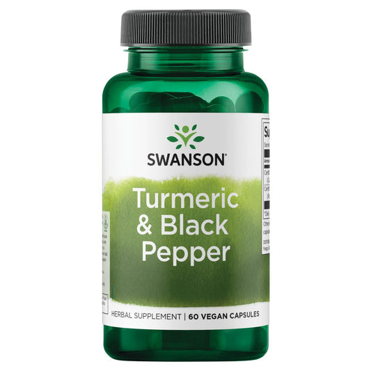 Swanson Suplemento de Cúrcuma Y Pimienta Negra, 60 cápsulas para 2 meses