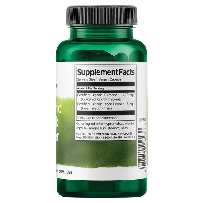 Swanson Suplemento de Cúrcuma Y Pimienta Negra, 60 cápsulas