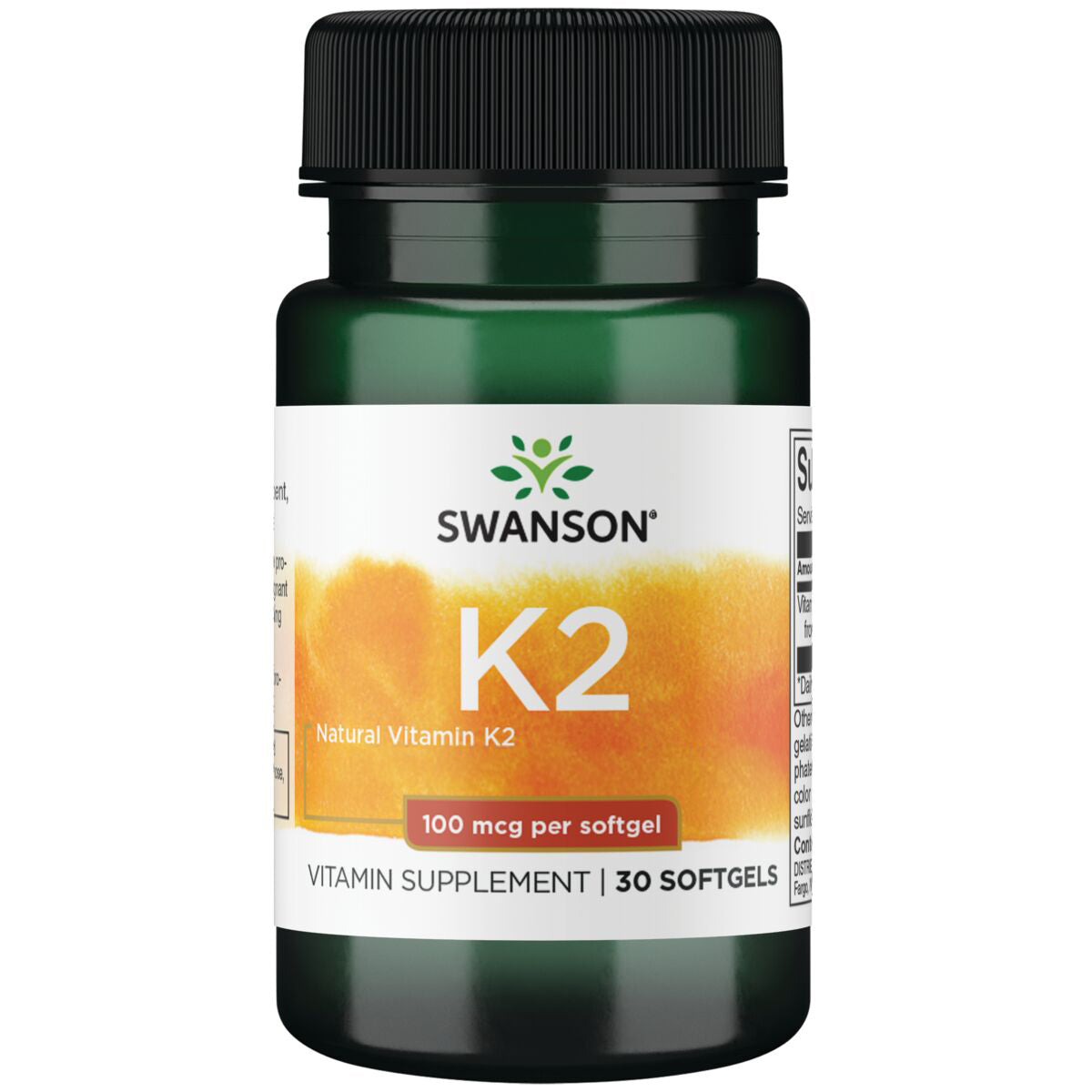 Swanson Vitamin K2 - Natural, 100 mcg por cápsula, 30 Cápsulas para 1 mes