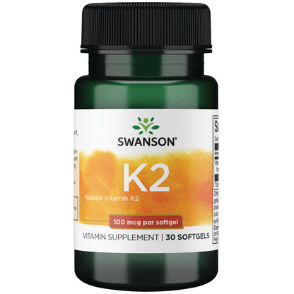 Swanson Vitamin K2 - Natural, 100 mcg por cápsula, 30 Cápsulas para 1 mes