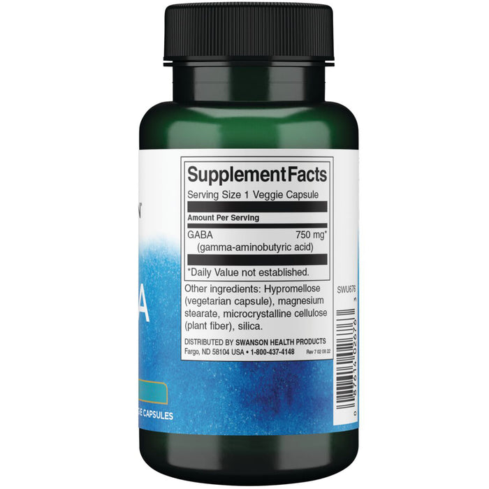 Swanson Suplemento de GABA - Fuerza Máxima 750 mg, 60 cápsulas