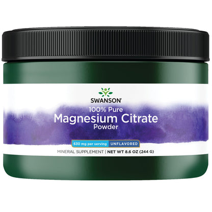 Swanson Citrato de magnesio 100% puro en polvo 630mg, 8.6 oz para 58 raciones