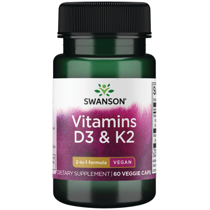 Swanson Vitaminas D3 & K2 - 2,000 Iu & 75 Mcg, 60 cápsulas para 2 meses