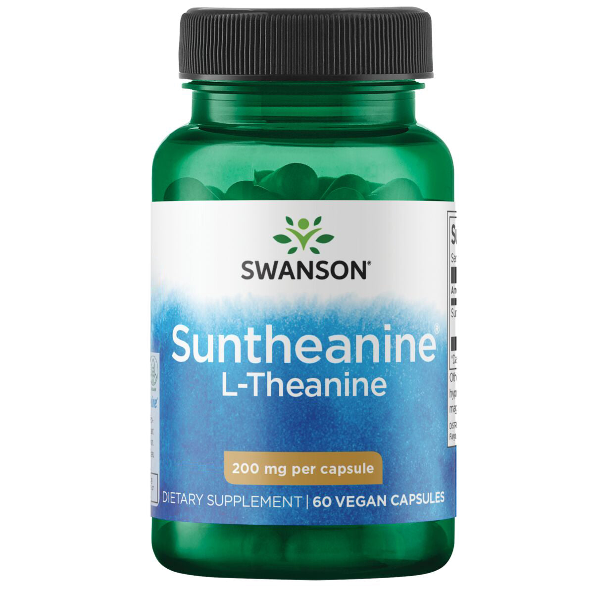 Swanson Suplemento de Suntheanine L-teanina, 200 mg por cápsula, 60 cápsulas para 2 meses