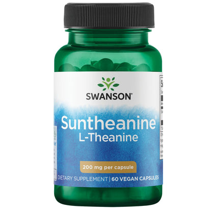 Swanson Suplemento de Suntheanine L-teanina, 200 mg por cápsula, 60 cápsulas para 2 meses