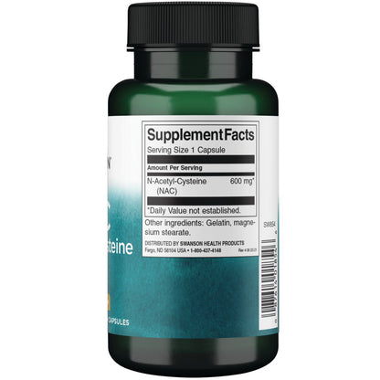 Swanson Suplemento de N-acetilcisteína (NAC), 600 mg por cápsula, 100 cápsulas para 3 meses