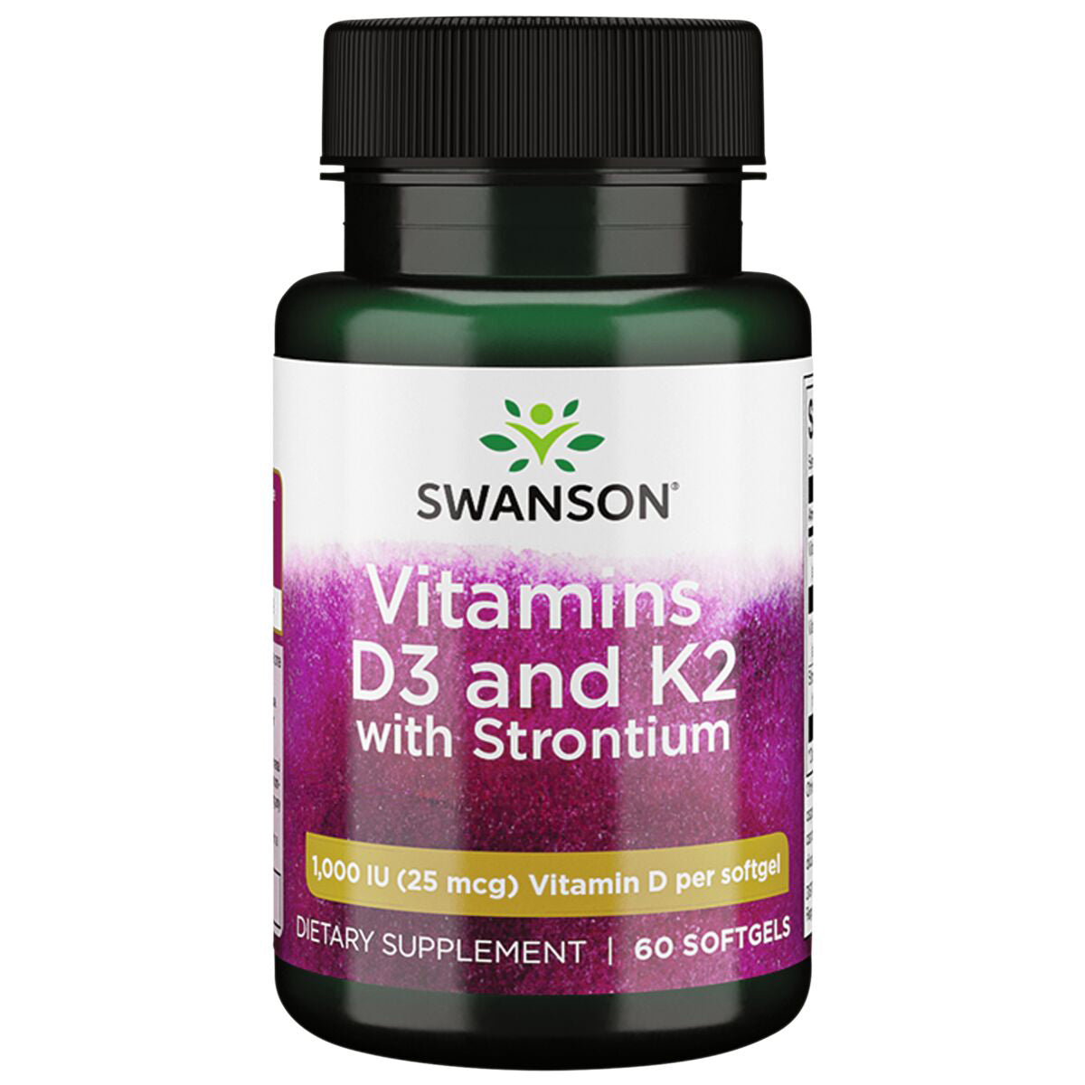 Swanson Vitaminas D3 + K2 con Estroncio, 60 cápsulas para 2 meses