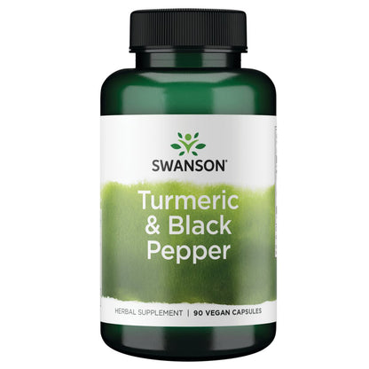 Swanson Suplemento de Cúrcuma y pimienta negra, 90 cápsulas para 3 meses