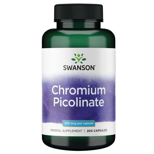Swanson Suplemento Picolinato De Cromo, 200 mcg por cápsula, 200 cápsulas para 7 meses