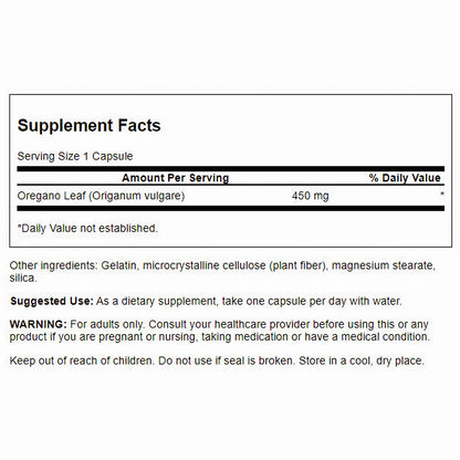 Swanson Suplemento de Orégano, 450 mg por cápsula, 90 cápsulas para 3 meses