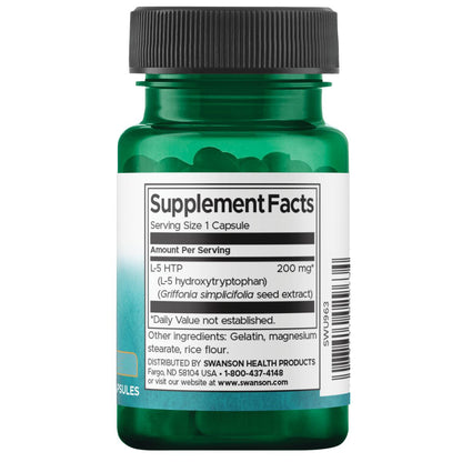Swanson Suplemento 5-HTP - Fuerza Máxima, 200 mg por cápsula, 60 cápsulas para 2 meses