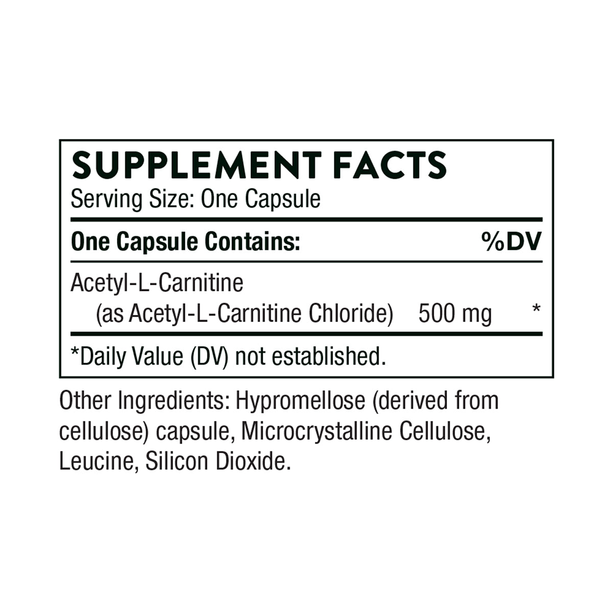 Thorne Suplemento de Acetil-L-Carnitina, 500 mg por cápsula, 60 cápsulas