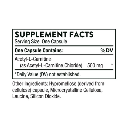 Thorne Suplemento de Acetil-L-Carnitina, 500 mg por cápsula, 60 cápsulas