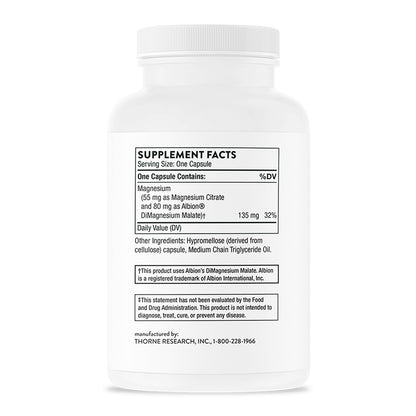 Thorne Suplemento de Magnesio CitraMate, 135 mg por cápsula, 90 cápsulas para 3 meses