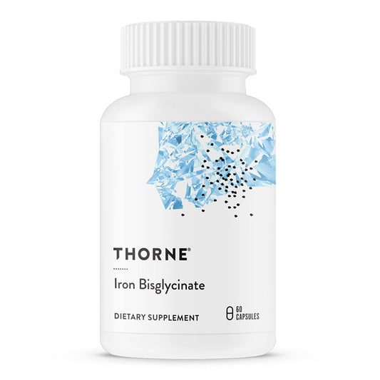 Thorne Suplemento de Bisglicinato de hierro, 25 mg por cápsula, 60 cápsulas