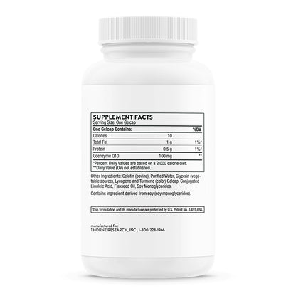 Thorne Suplemento de CoQ10, 100 mg por cápsula, 60 cápsulas para 2 meses