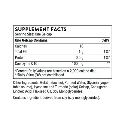Thorne Suplemento de CoQ10, 100 mg por cápsula, 60 cápsulas para 2 meses