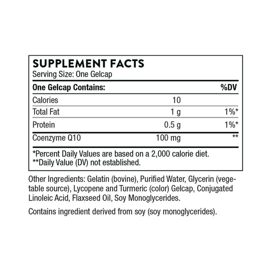 Thorne Suplemento de CoQ10, 100 mg por cápsula, 60 cápsulas para 2 meses
