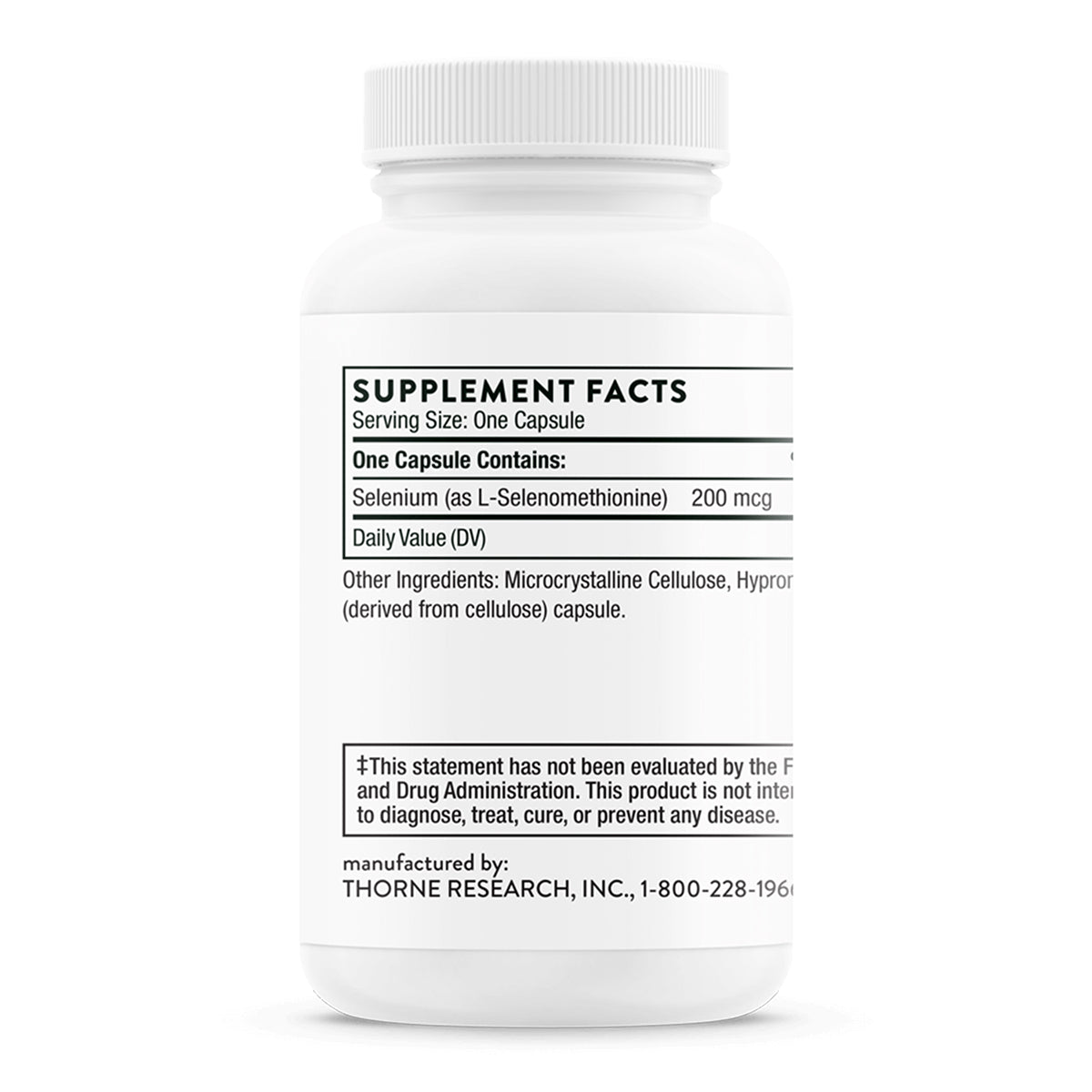 Thorne Suplemento de Selenio, 200 mcg por cápsula, 60 cápsulas para 2 meses