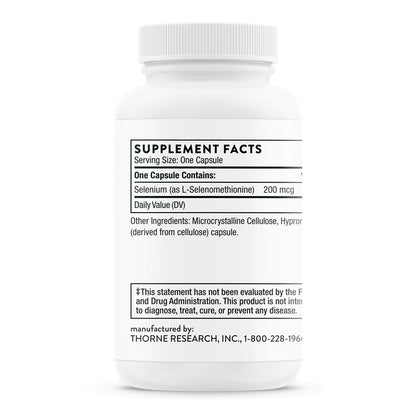 Thorne Suplemento de Selenio, 200 mcg por cápsula, 60 cápsulas para 2 meses