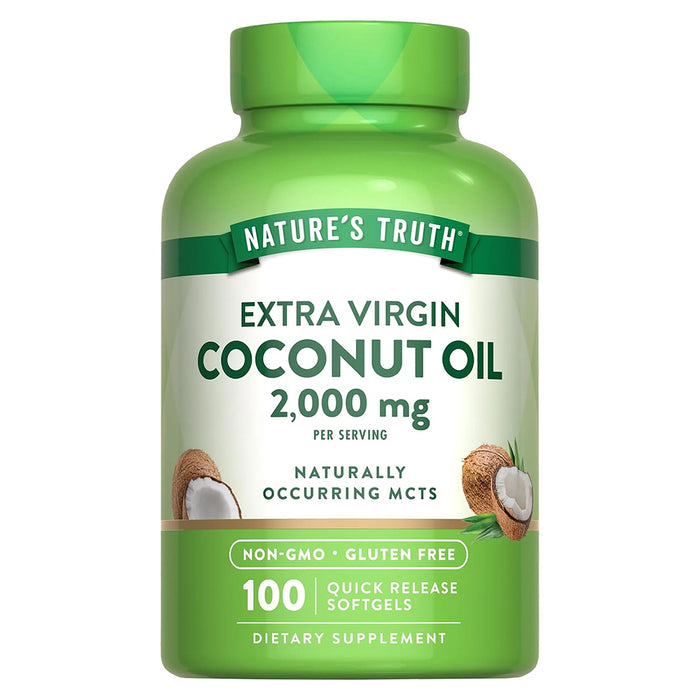 Nature's Truth Suplemento de Aceite de Coco Extra-Virgen 2000 mg, 100 cápsulas