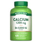 Nature's Truth Suplemento de Calcio y Vitamina D3, 125 mcg Vitamina D + 1200 mg Calcio, 120 cápsulas para 2 meses