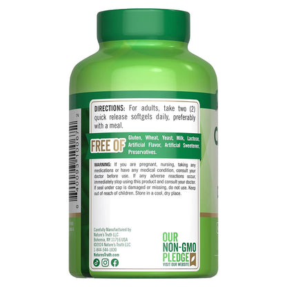 Nature's Truth Suplemento de Calcio y Vitamina D3, 125 mcg Vitamina D + 1200 mg Calcio, 120 cápsulas para 2 meses
