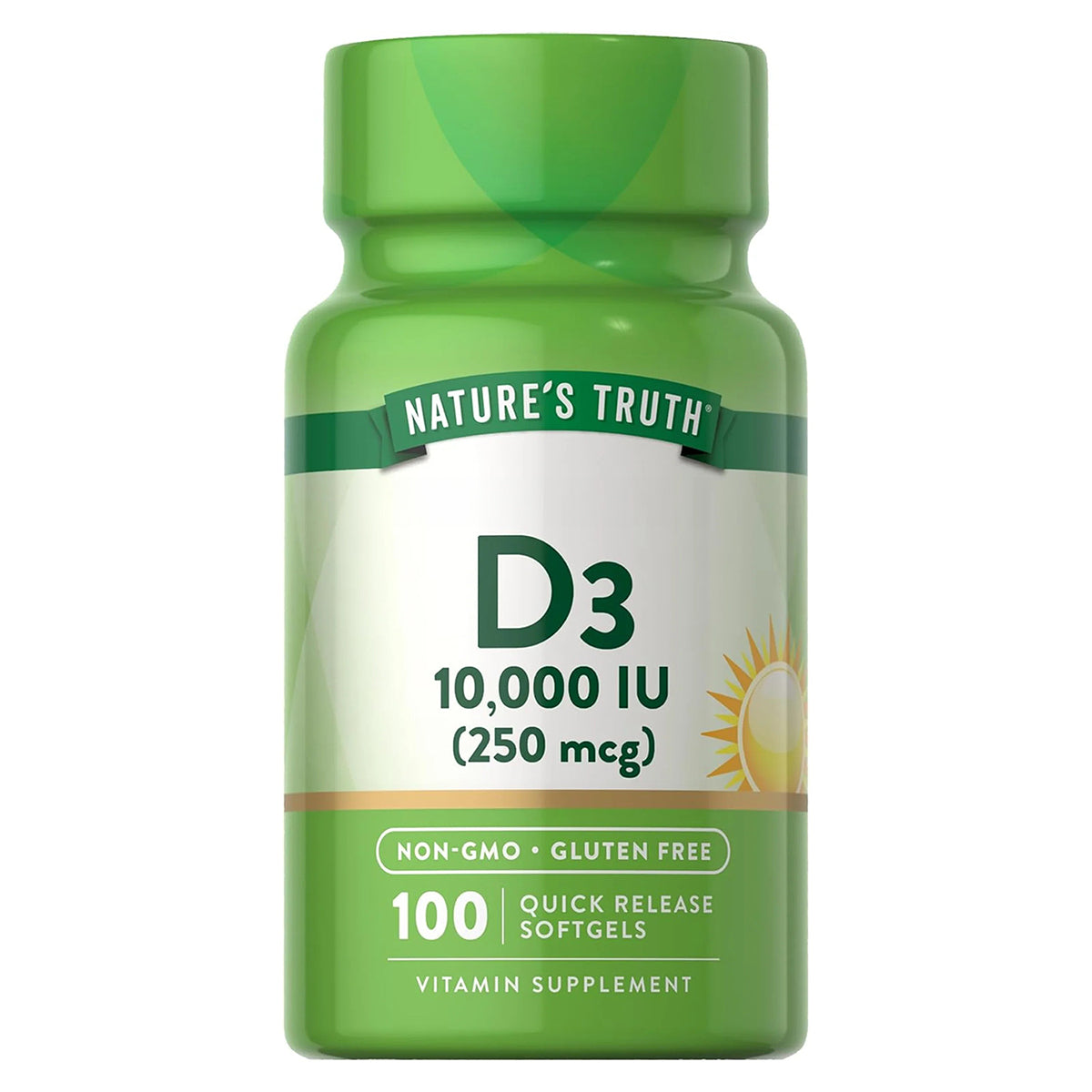 Nature's Truth Vitamina D3 10.000 UI, 100 cápsulas para 3 meses