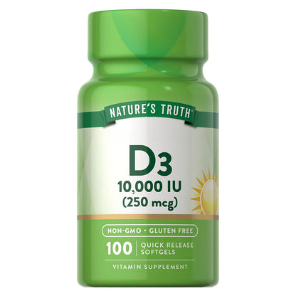 Nature's Truth Vitamina D3 10.000 UI, 100 cápsulas para 3 meses