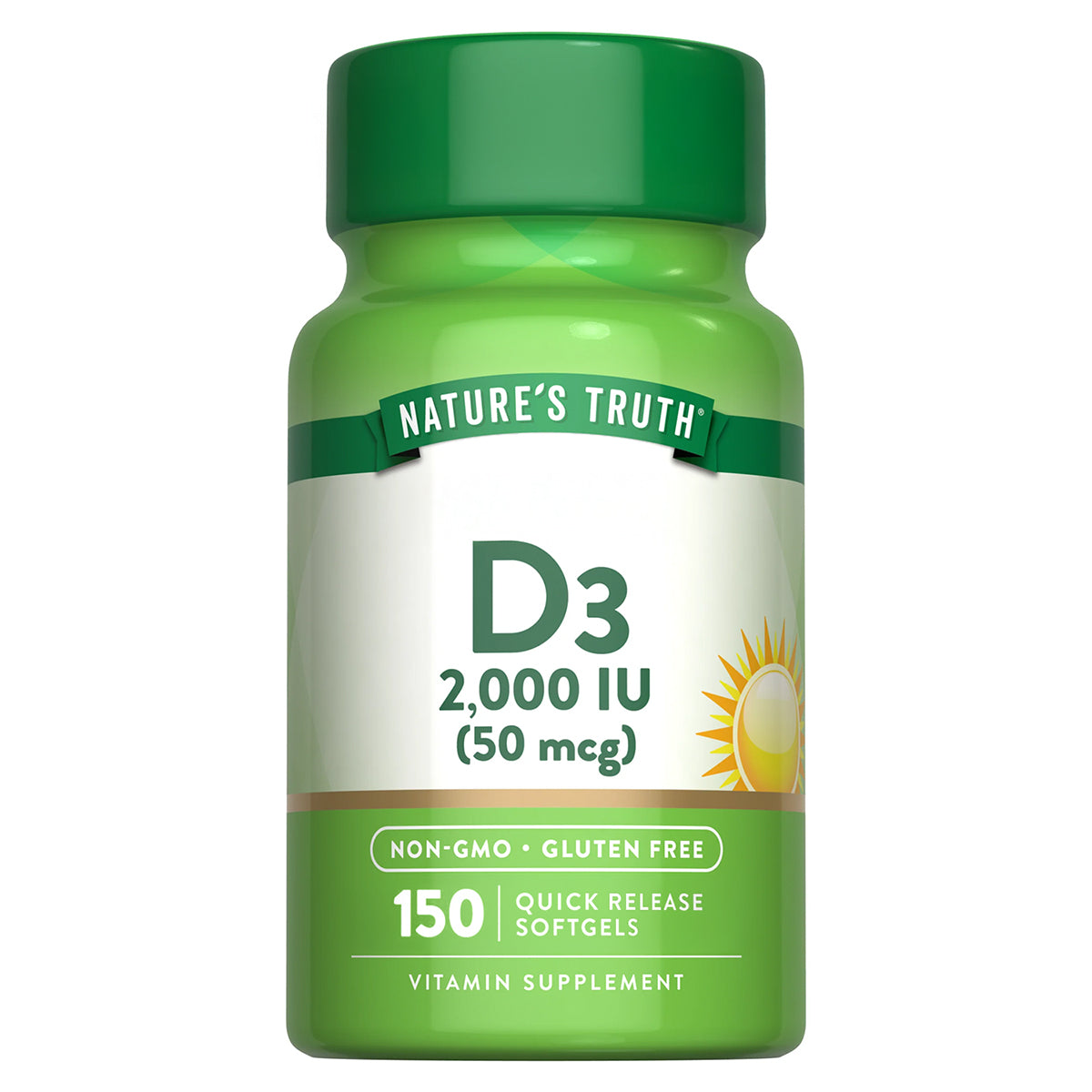 Nature's Truth Vitamina D3 2000 UI (50 mcg), 150 cápsulas para 4 meses
